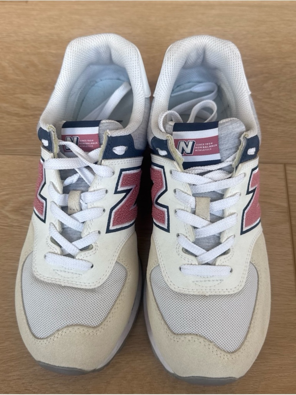 New Balance Menโs Beige & Pink Retro Runner Sneakers